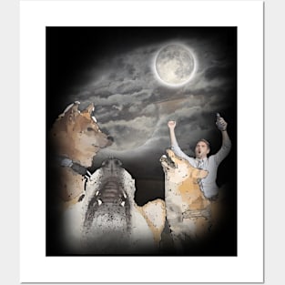 Three doge moon - When moon? transparent/faded graphic. three wolf moon parody. 3 doge howling at the moon Posters and Art